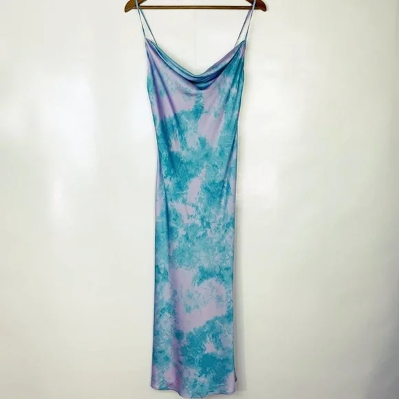 Revolve Silky Blue Purple Tie Dye MIDI Dress from Privacy Please - Picture 3 of 5